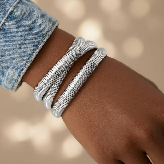 Spirale d’Oro Armband | silberfarben | Statement-Wickelarmband